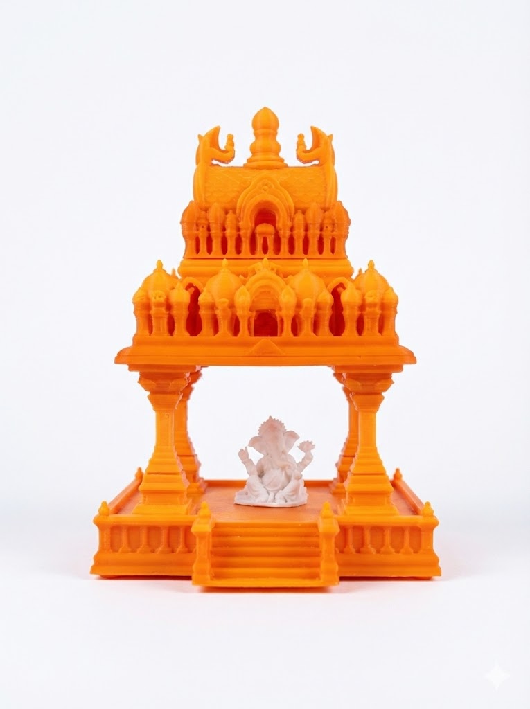 3D Printed Ganesh Temple Mini Mandir – Decorative Home & Office Pooja Stand