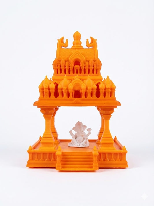 3D Printed Ganesh Temple Mini Mandir – Decorative Home & Office Pooja Stand